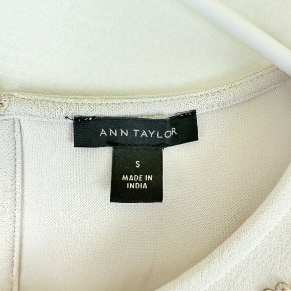 NWOT Ann Taylor Embellished Jewel-Neck Crepe Top - Picture 5 of 9